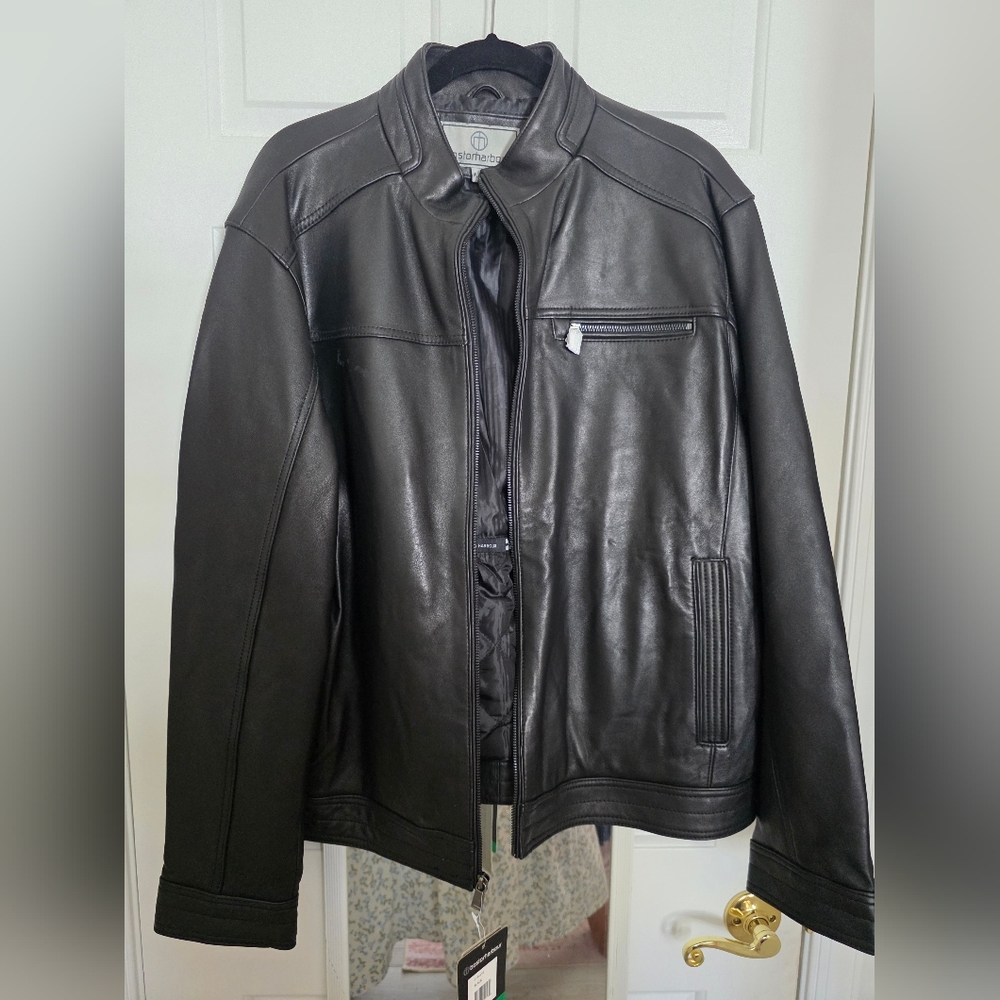 Men's Black Leather Jacket, Boston Harbour XL